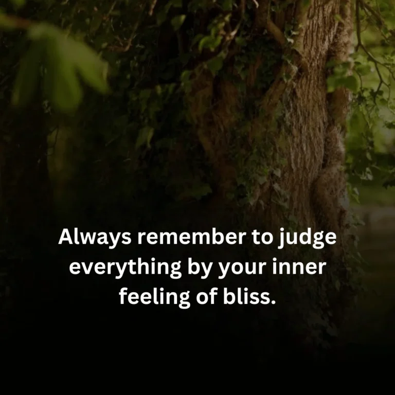 Always remember to judge everything by your inner feeling of bliss.