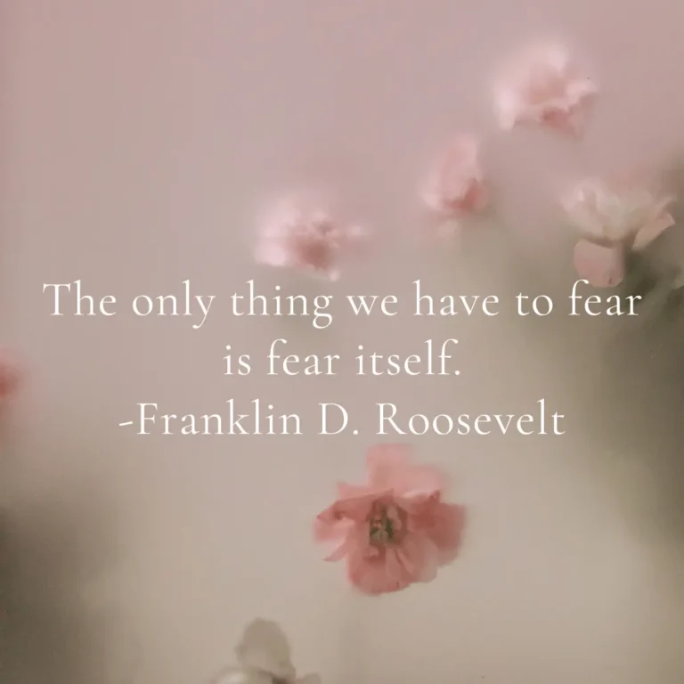 The only thing we have to fear is fear itself. -Franklin D. Roosevelt